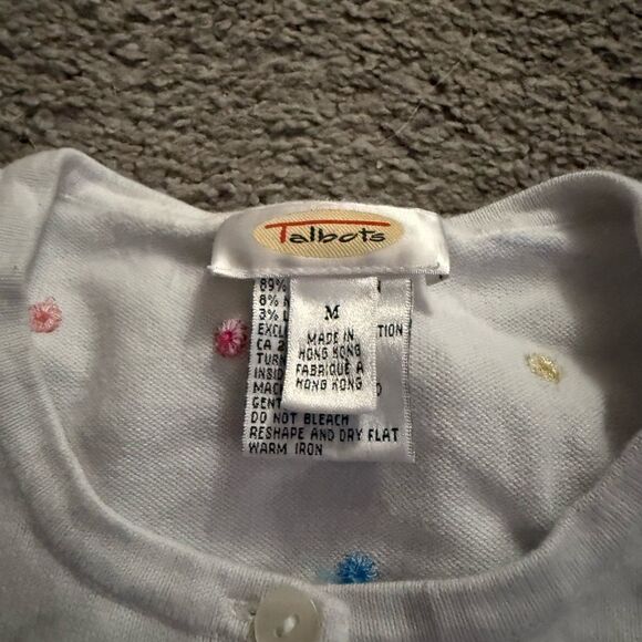 Talbots White Cardigan with Colorful Dots - Picture 2 of 6